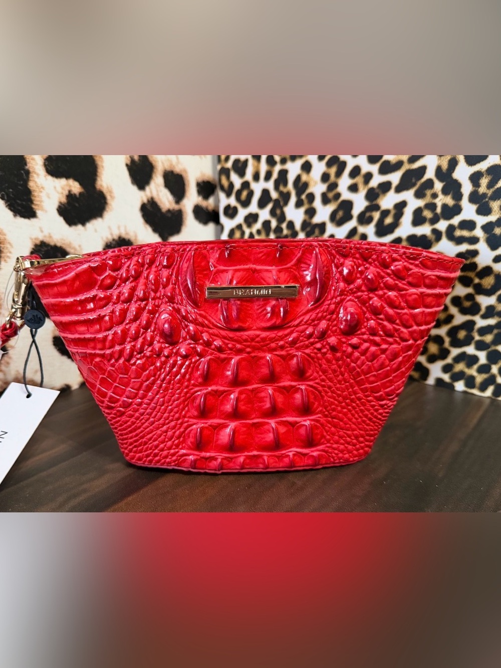 NWT Brahmin Sriracha Red Melbourne Ariana Wristlet Leather Purse